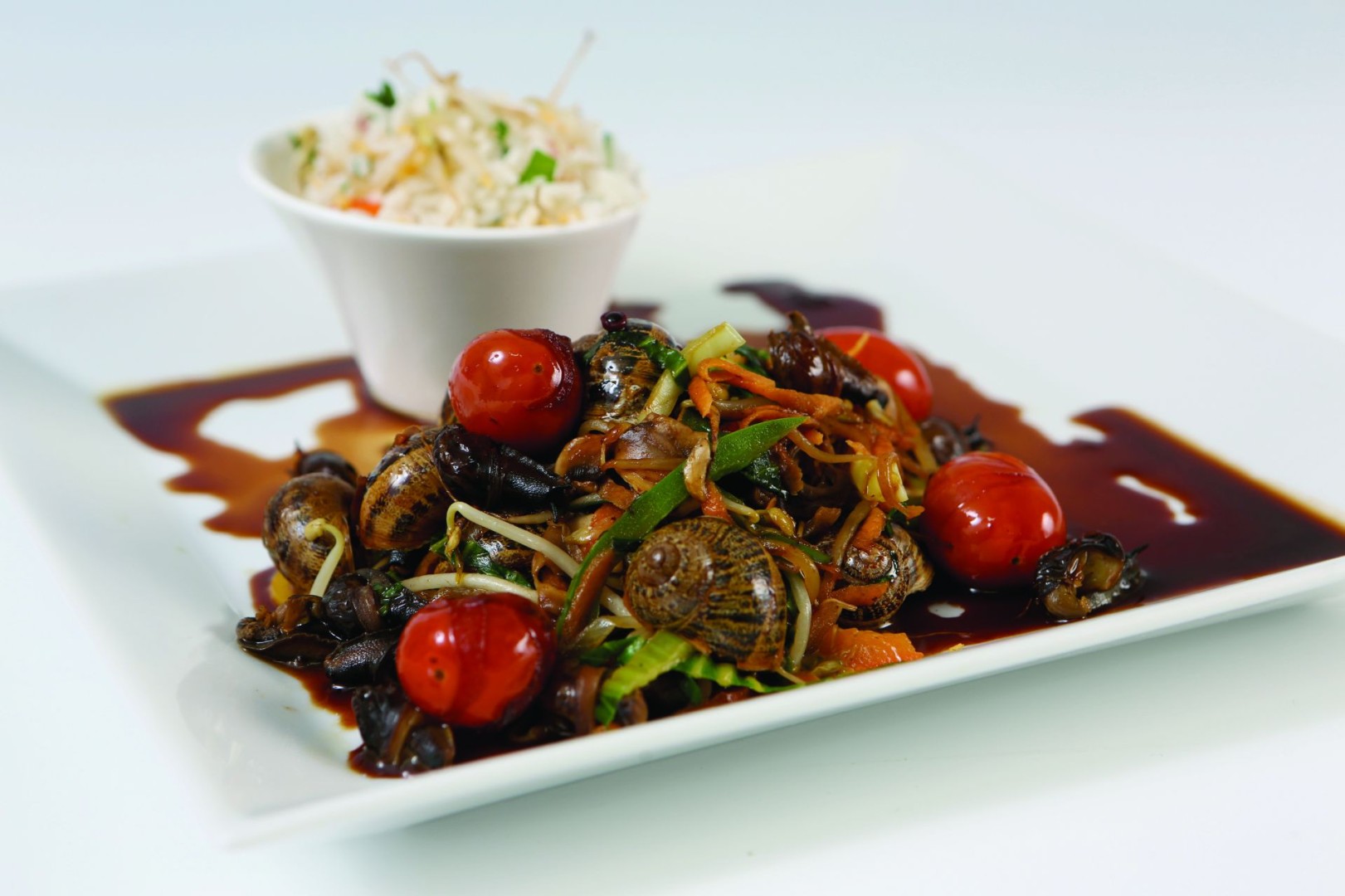 Snail Chop Suey with oriental rice