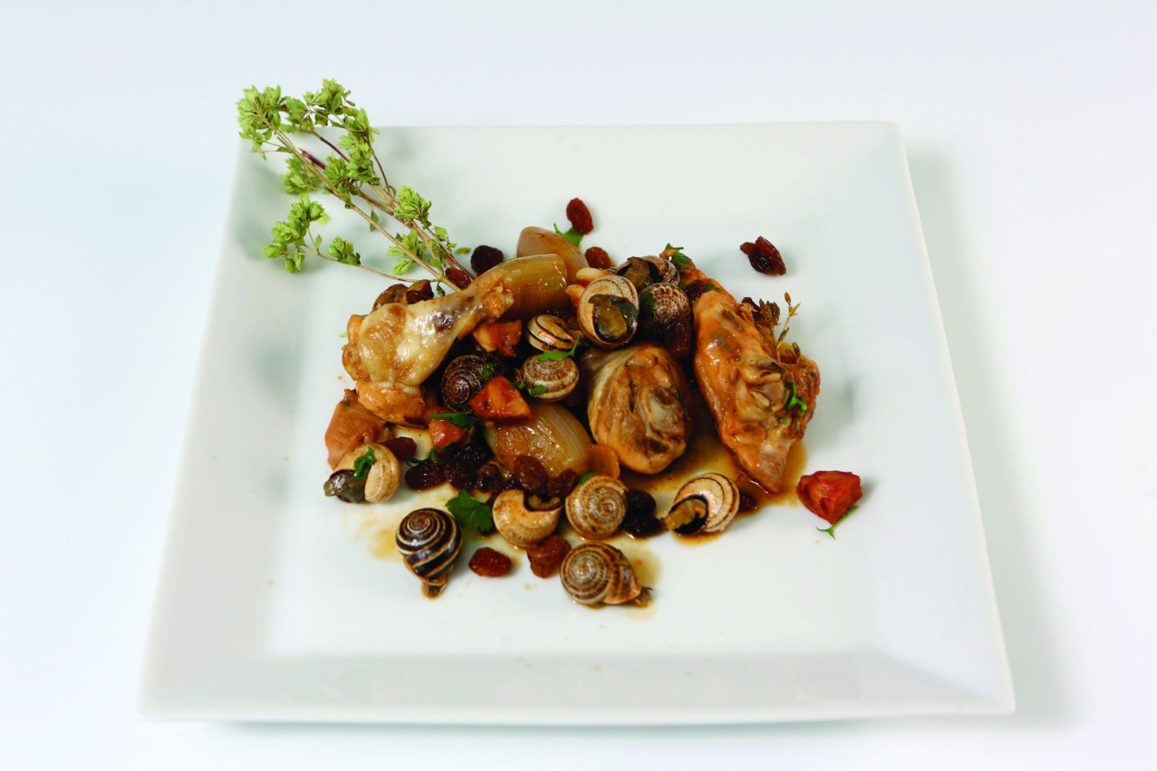 Chicken casserole with milk snail and nuts
